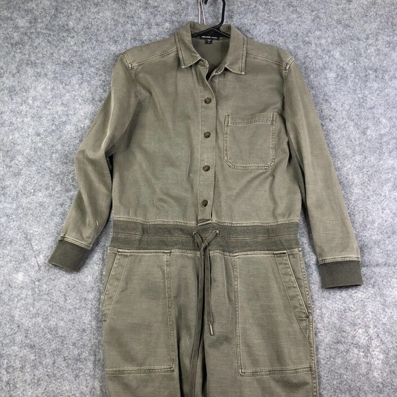 James Perse Women's Mixed Media Jumpsuit Size 2 Drawstring Stretch WACS6539 - Picture 1 of 6